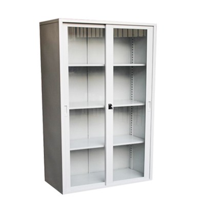 steel and glass display cabinet