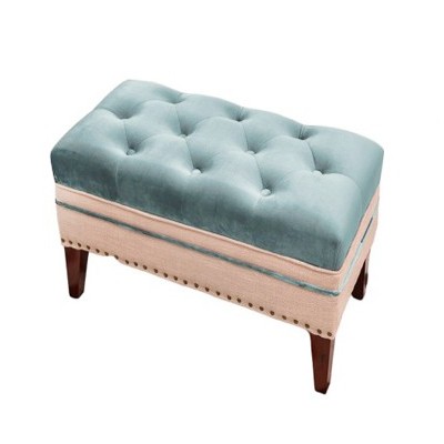 Custom Fabric Ottoman With Wood Footings Hcs25037