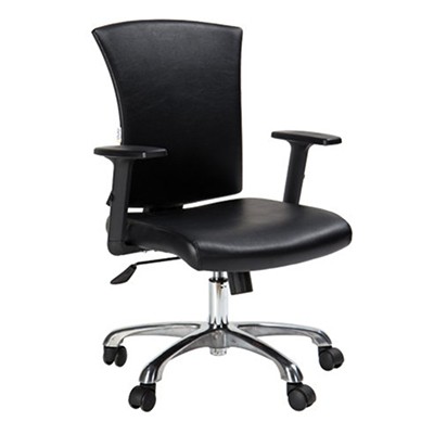 Ho11298 Midback Leather Office Chair With Armrest Chrome Base