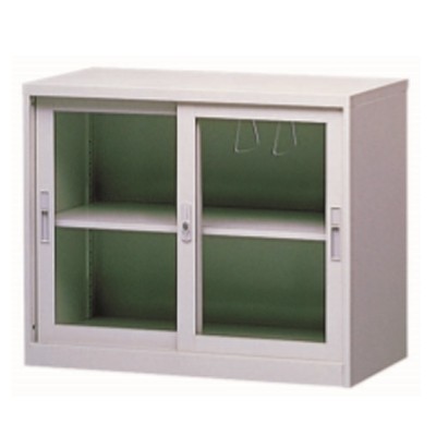 cabinet with sliding glass doors