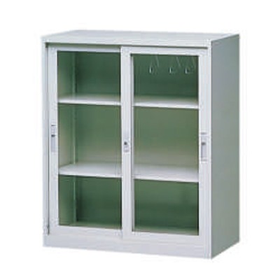 steel cabinet with glass sliding door